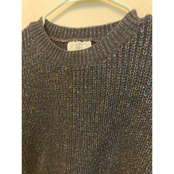 90's Vintage Spring Seasons Black Metallic Long Sleeve Crewneck Sweater S/M - Picture 6 of 11